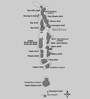 Carte des atolls, Maldives